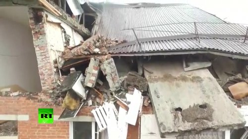 Беспилотник облетел разрушенный при взрыве газа дом в Краснодаре  - (ВИДЕО)