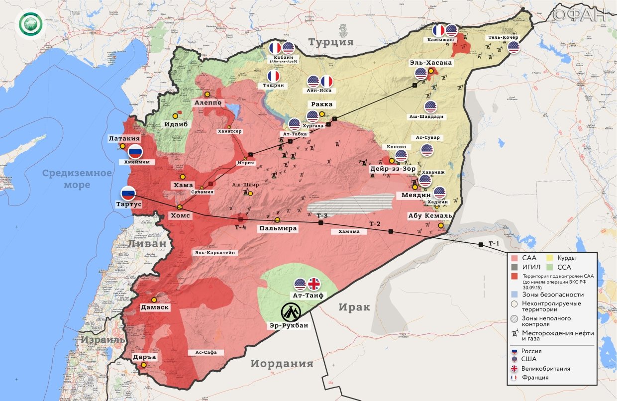 Нефть в Сирии на карте